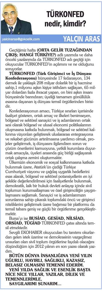 Yalcin Arasin TÜRKONFED Değerlendirmesi - 1