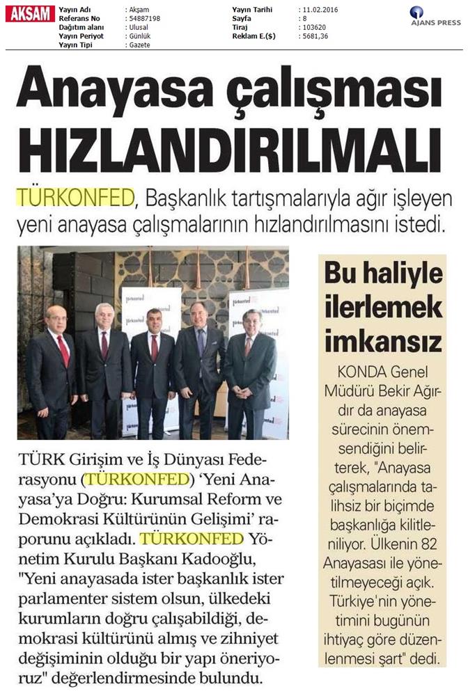 Yeni Anayasaya Dogru Raporu Istanbul Lansman Toplantısı Basin Yansimalari - 1