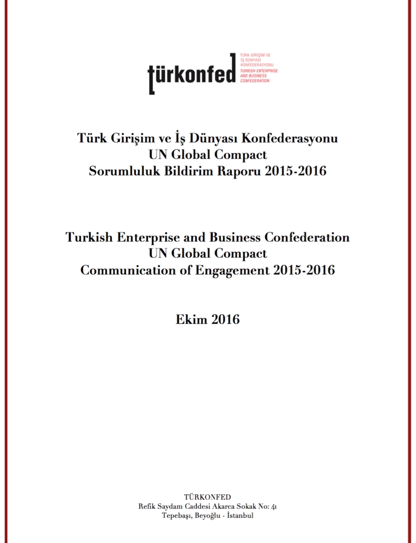 TÜRKONFED Global Compact Sorumluluk Bildirim Raporu