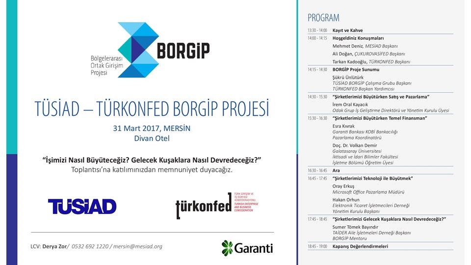 Çukurovalı KOBİ'ler 31 Mart'ta BORGİP Toplantısı'nda Buluşuyor