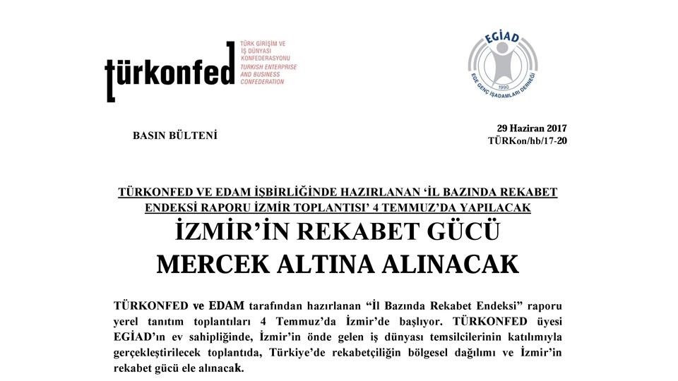 İzmir'in Rekabet Gücü Mercek Altına Alınacak