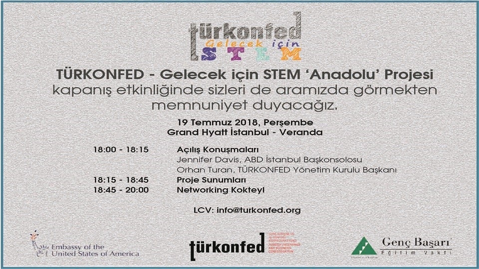 TÜRKONFED Gelecek için STEM 'Anadolu' Projesi Kapanış Etkinliğine Davetlisiniz