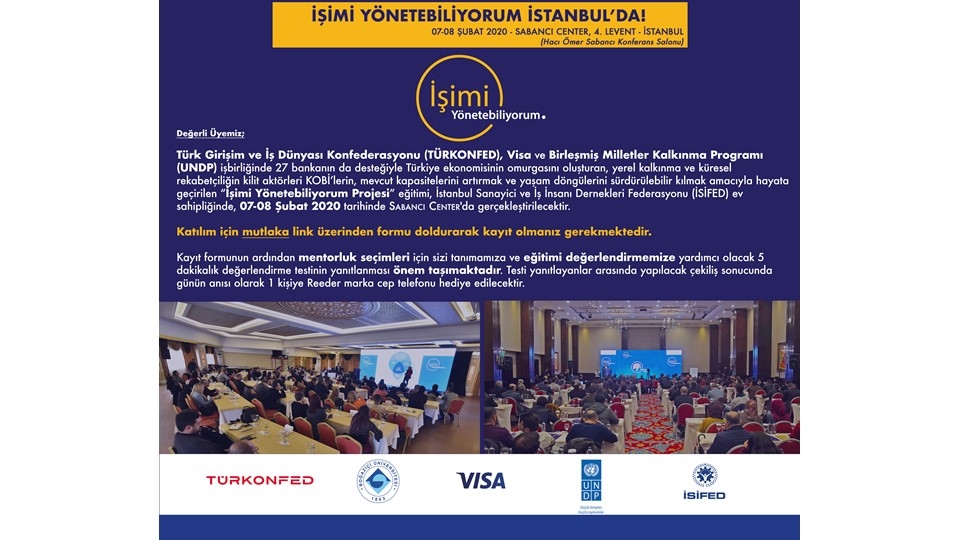 İşimi Yönetebiliyorum Eğitimi 7-8 Şubat'ta İstanbul'da!