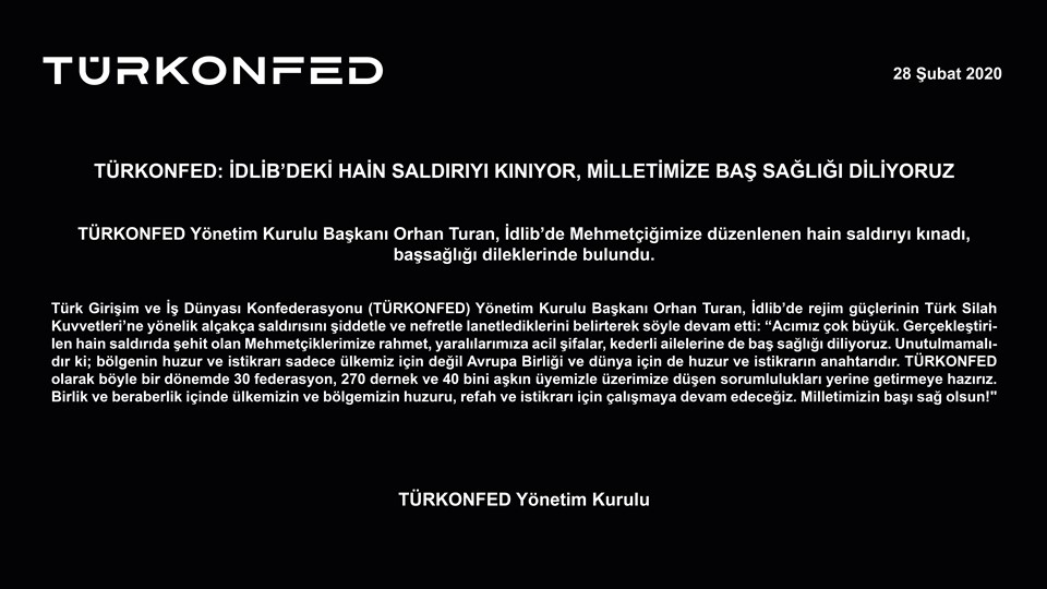 İdlib’deki Hain Saldırıyı Kınıyor, Milletimize Baş Sağlığı Diliyoruz