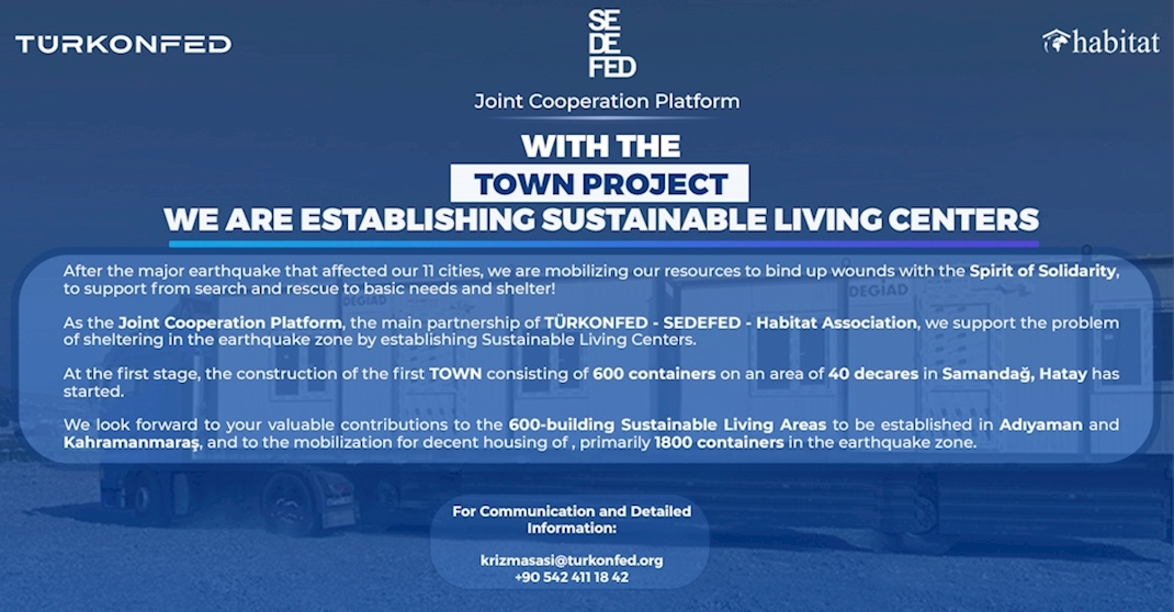 TÜRKONFED, SEDEFED And Habitat Are Establishing Sustainable Living Centers In Three Cities