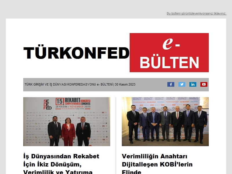 TÜRKONFED Kasım 2023 E-Bülten