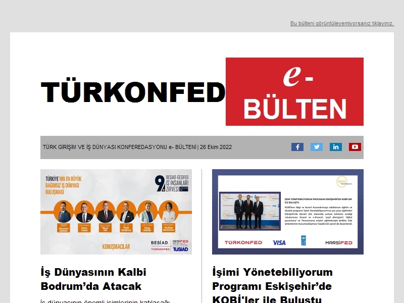 TÜRKONFED Ekim 2022 E-Bülten