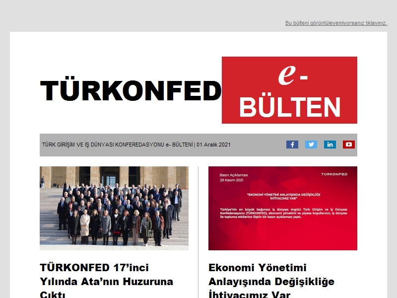 TÜRKONFED Kasım 2021 E-Bülten