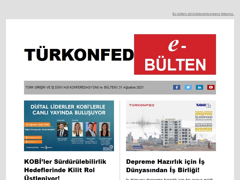 TÜRKONFED Ağustos 2021 E-Bülten