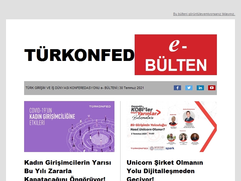 TÜRKONFED Temmuz 2021 E-Bülten