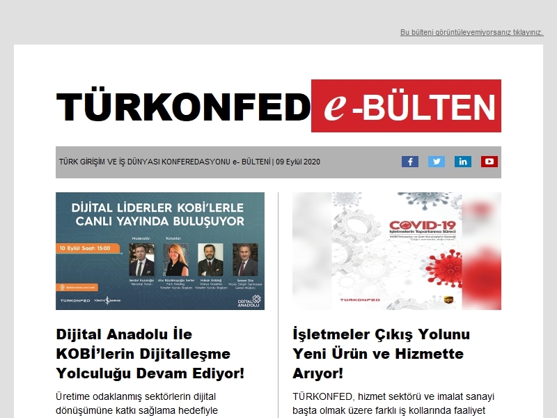 TÜRKONFED Eylül 2020 E-Bülten