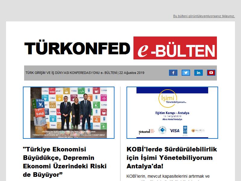 TÜRKONFED Ağustos 2019 E-Bülten