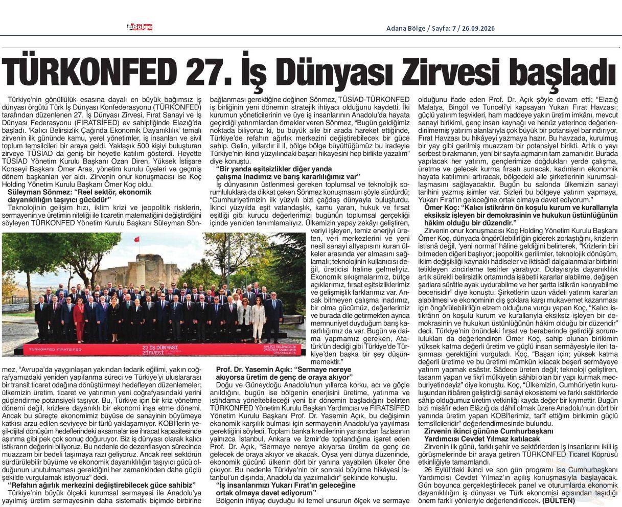 TÜRKONFED 27. İş Dünyası Zirvesi - 2